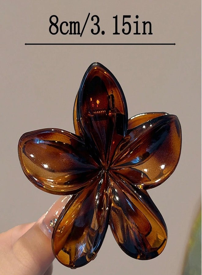Tobeffect Flower Hair Clips for Women, 4 Pcs Neutral Color Hawaiian Flower Hair Claw Clips, Cute Large Hibiscus Hair Claw Decorative Accessories For Thick and Thin Hair - Image 2